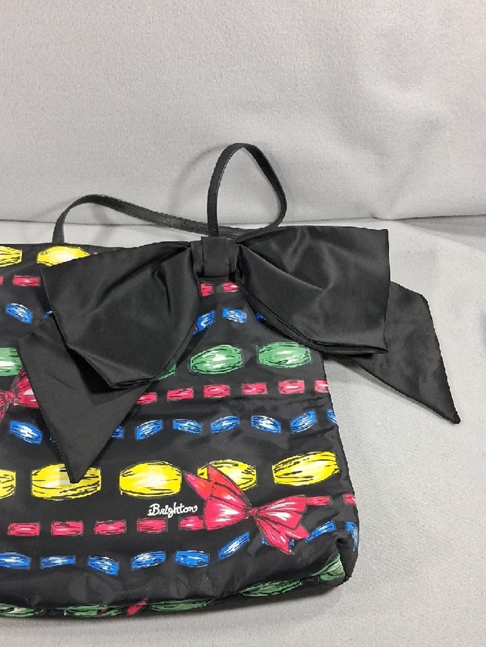 Brighton Black Tote with Large Bow and Multicolor Jewel Print - Picture 5 of 5
